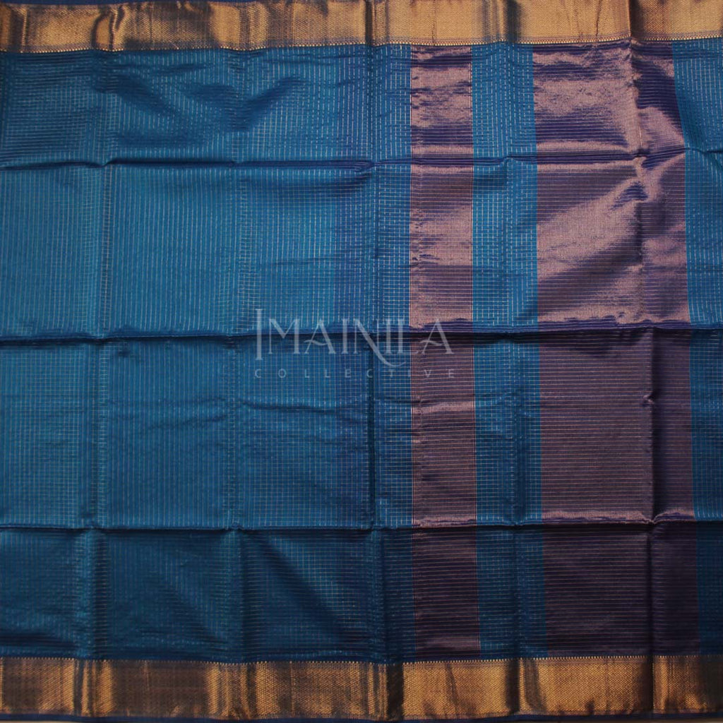 Sea Blue Maheshwari Silk Saree