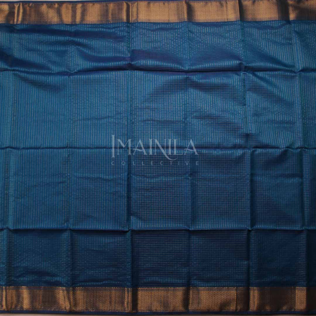 Sea Blue Maheshwari Silk Saree