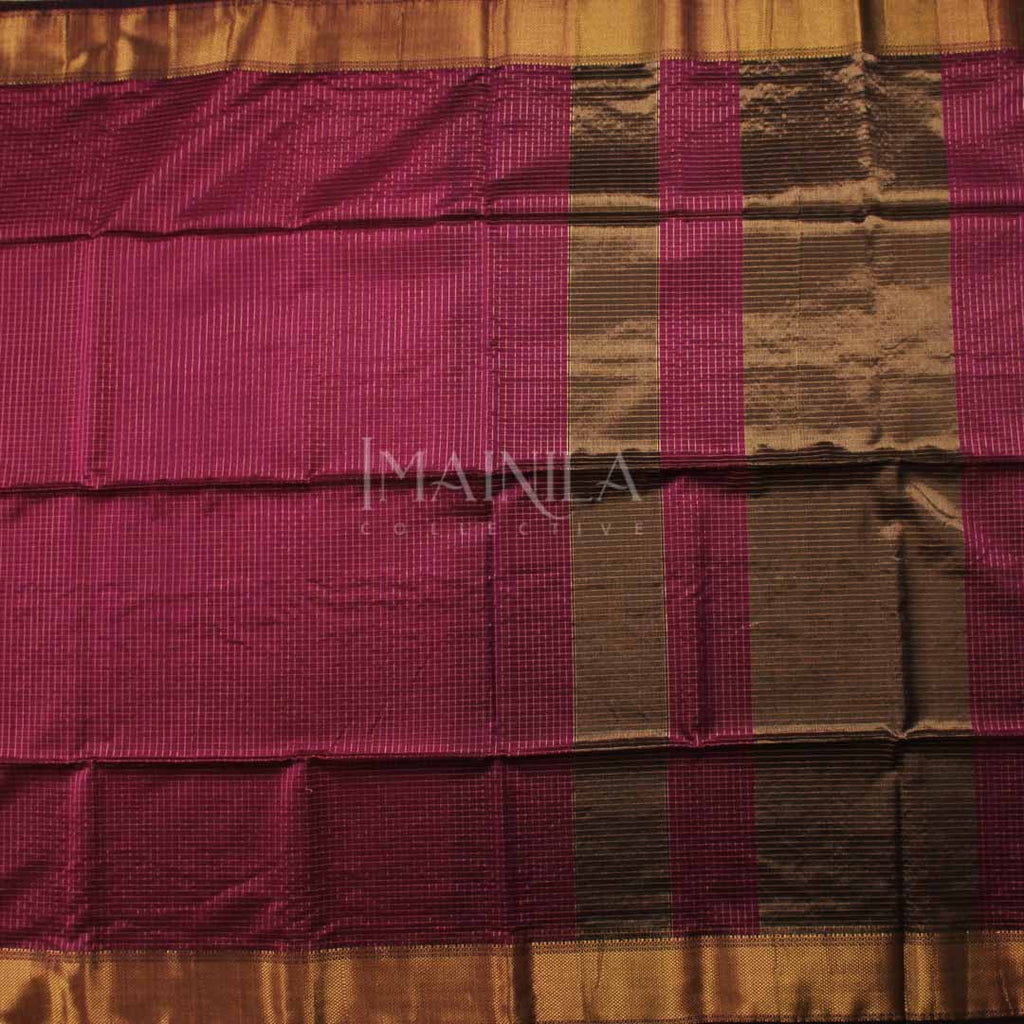 Dark Purple Maheshwari Silk Saree