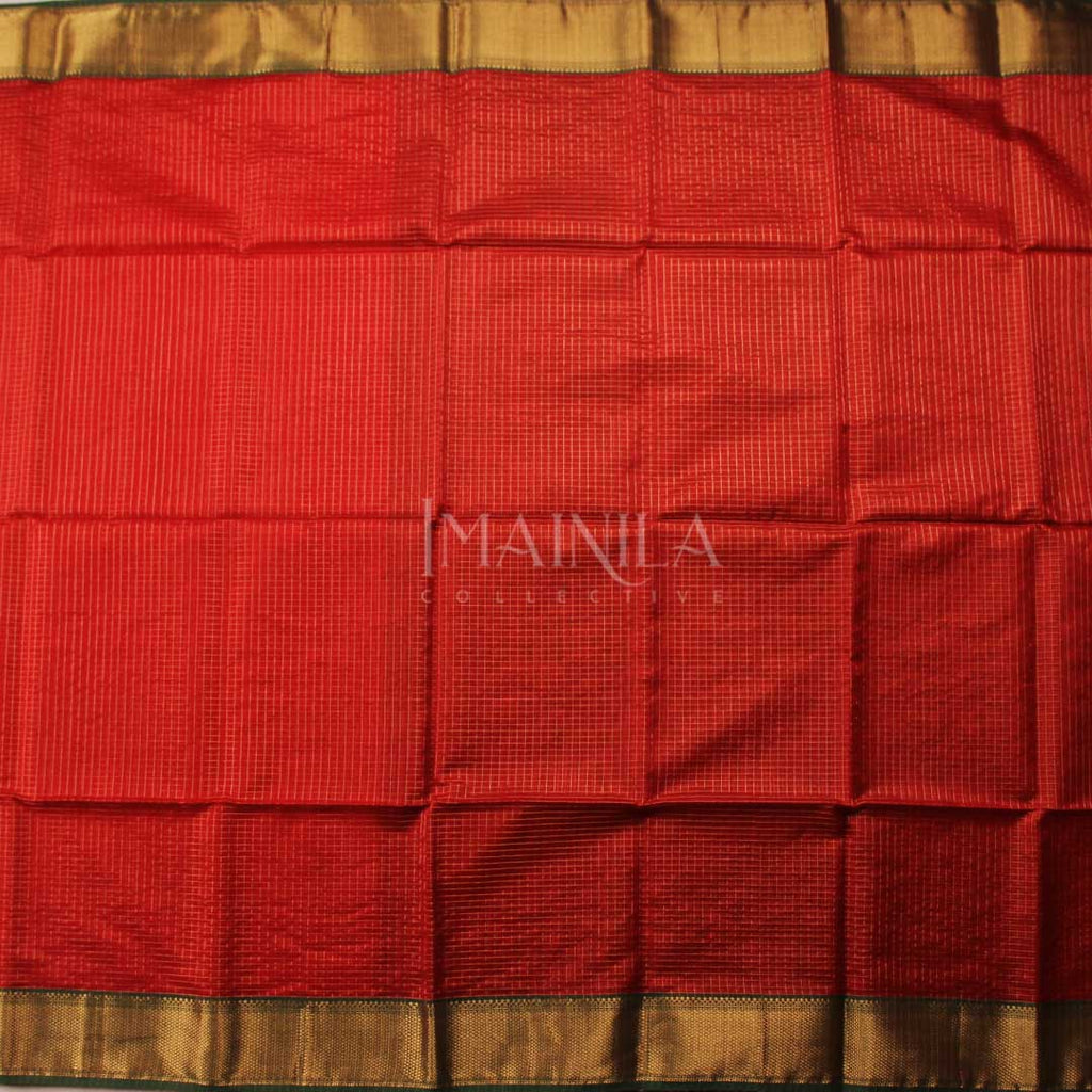 Red  Maheshwari Silk Saree