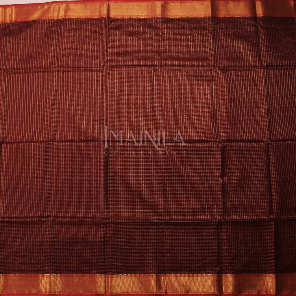 Maroon Maheshwari Silk Saree