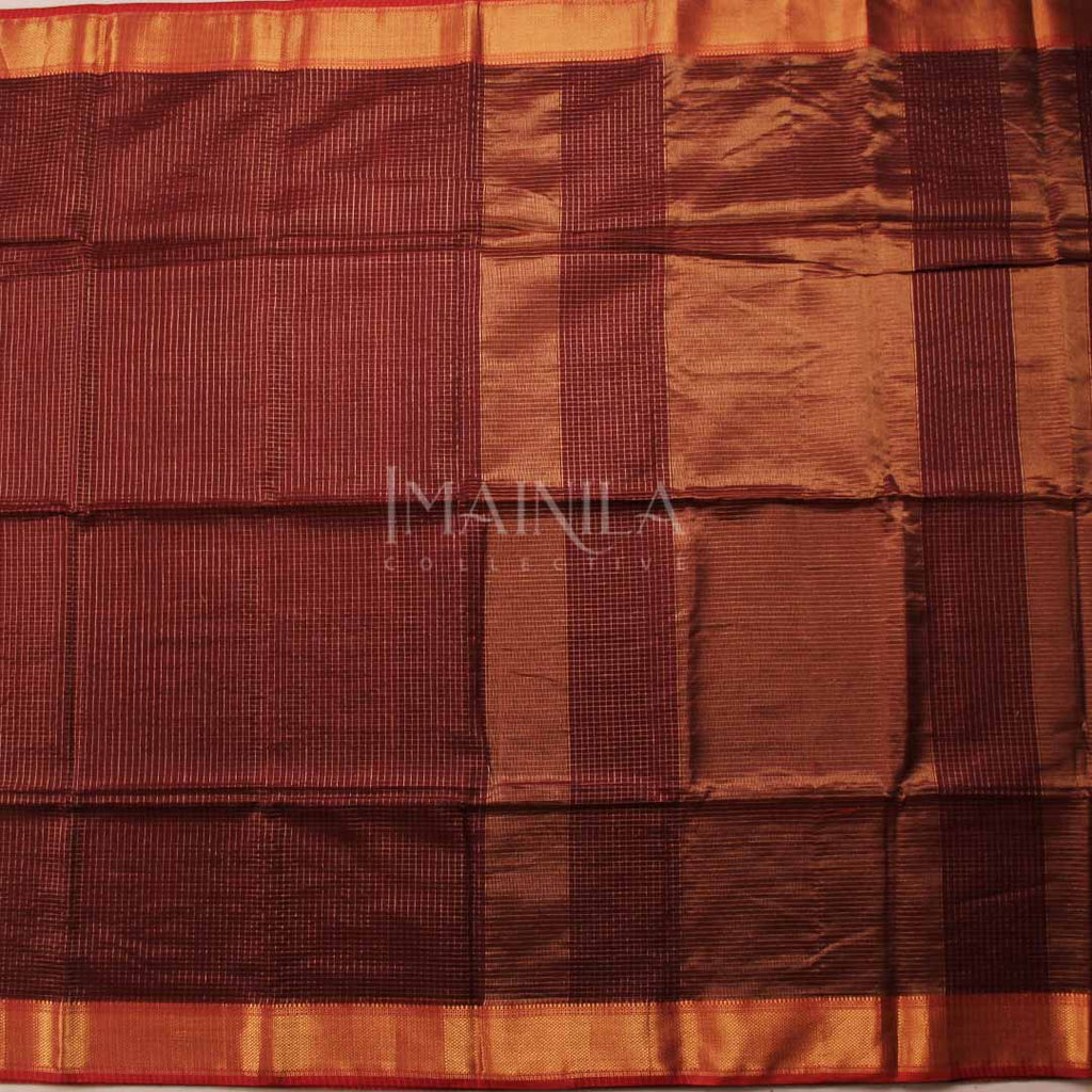 Maroon Maheshwari Silk Saree