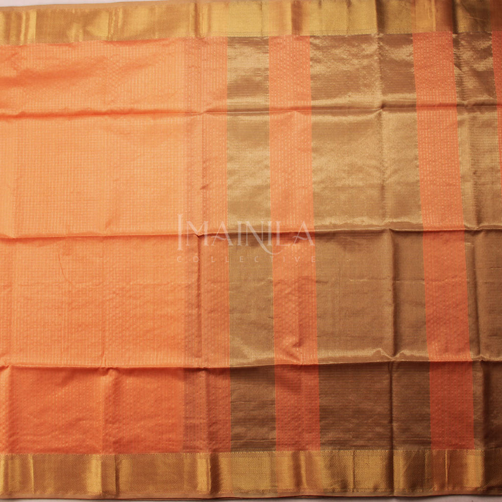 Light Orange Maheshwari Silk Saree