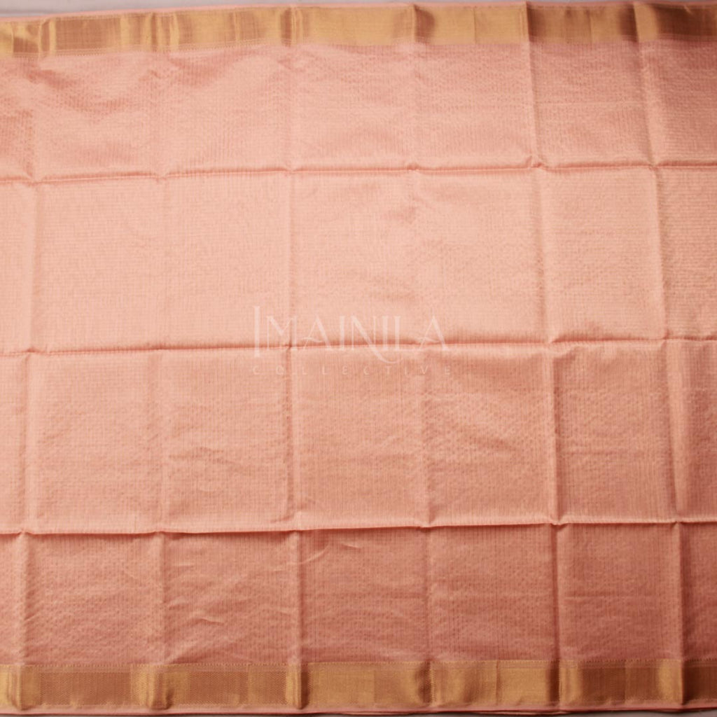 Peach Pink Maheshwari Silk Saree