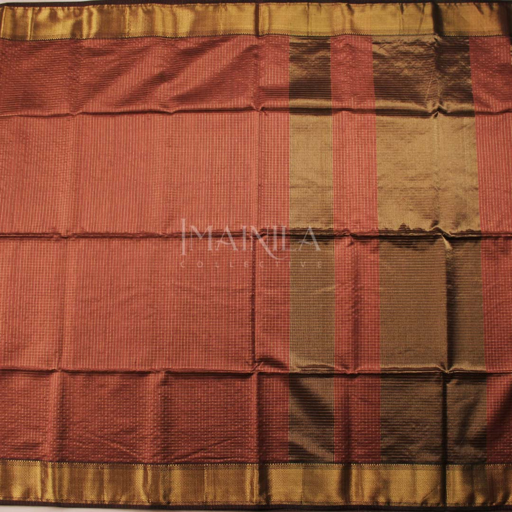 Mauve brown Maheshwari Silk Saree