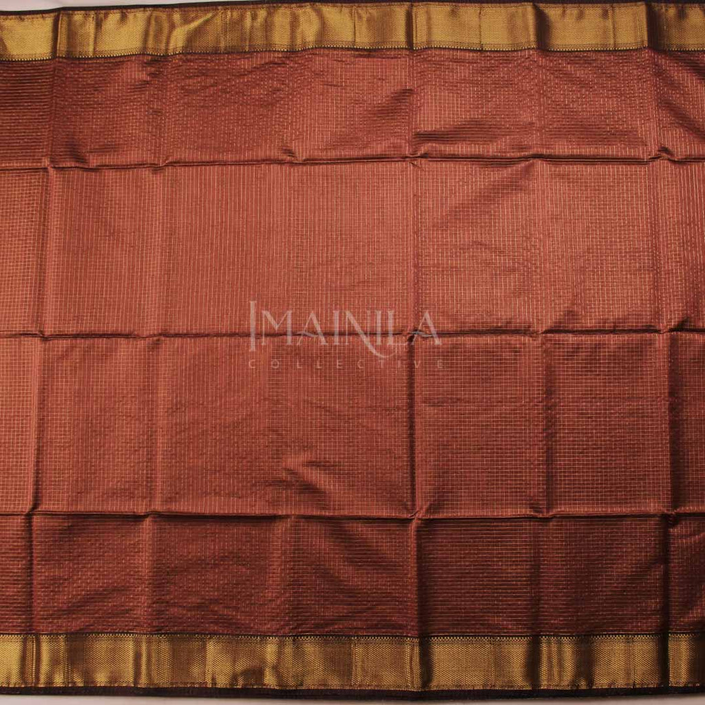 Mauve brown Maheshwari Silk Saree