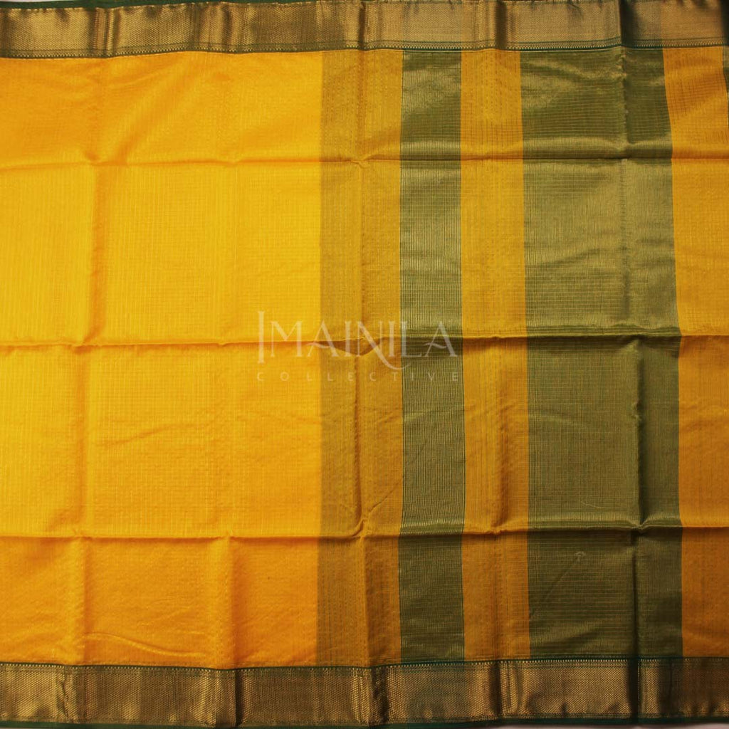 Dark Yellow Maheshwari Silk Saree