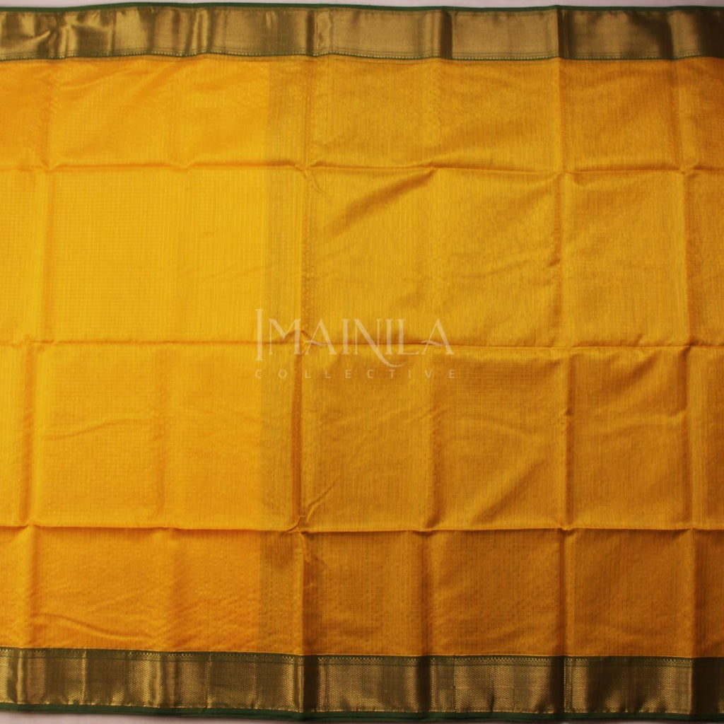 Dark Yellow Maheshwari Silk Saree