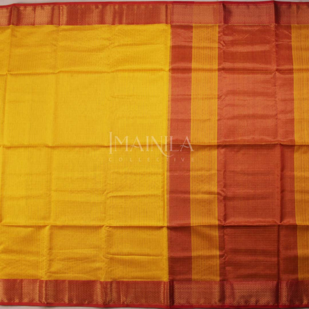 Dark Yellow Maheshwari Silk Saree