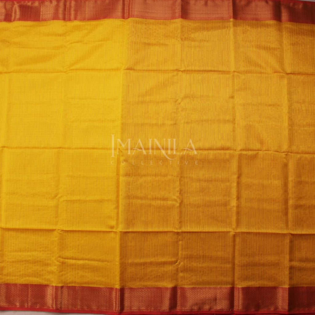 Dark Yellow Maheshwari Silk Saree