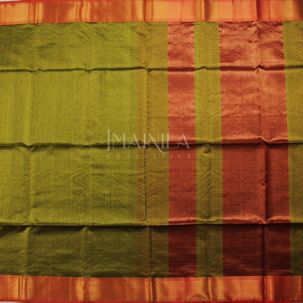 Yellow Green Maheshwari Silk Saree