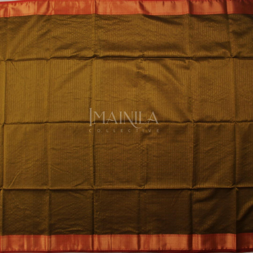 Olive Green Maheshwari Silk Saree