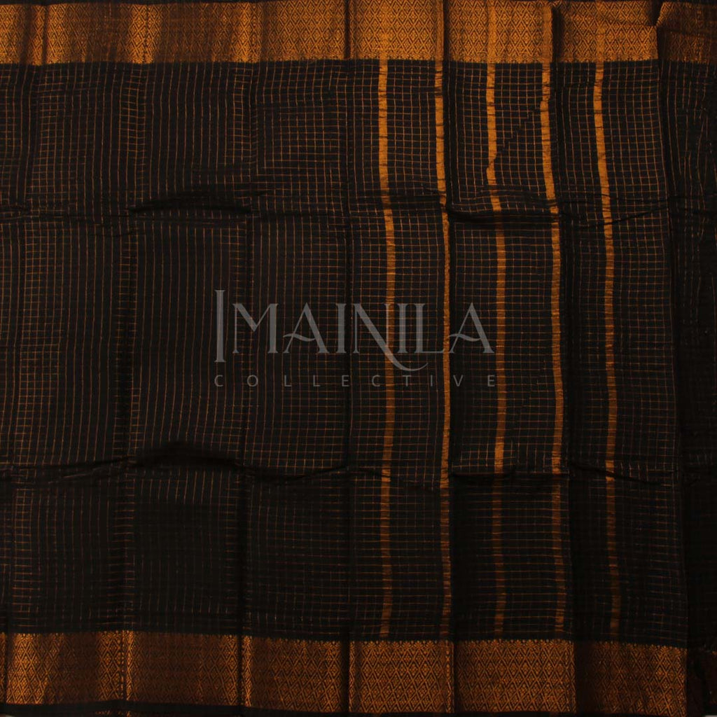 Black Handwoven Sungudi Saree