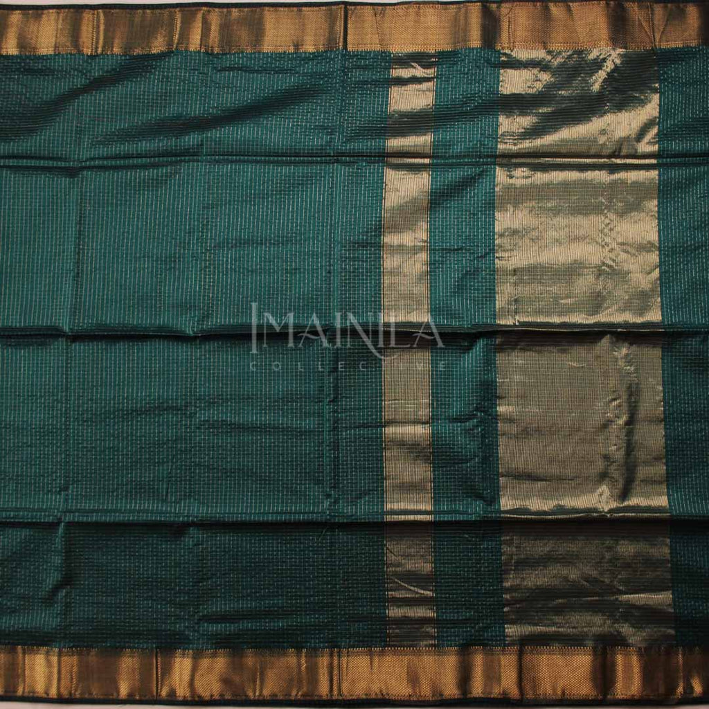 Teal Green Maheshwari Silk Saree