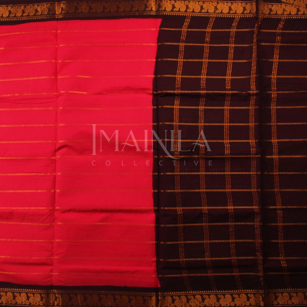 Dark Pink Handwoven Sungudi Saree