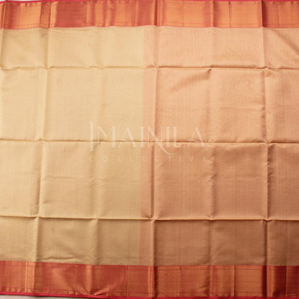 Beige Maheshwari Silk Saree