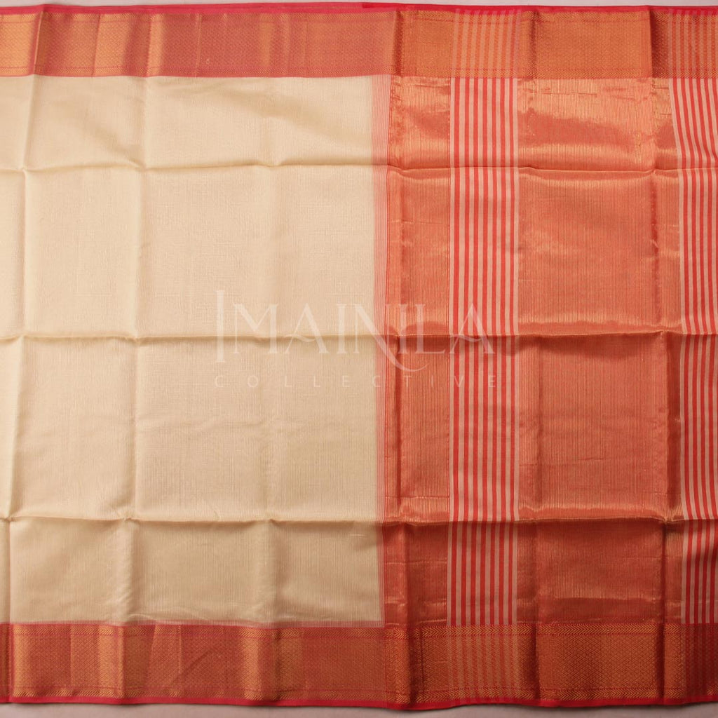 Off-white Maheshwari Silk Saree