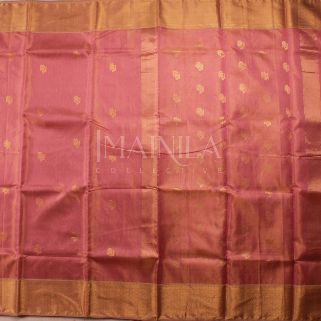 Mauve Pink Handloom Maheshwari Tissue Silk Saree