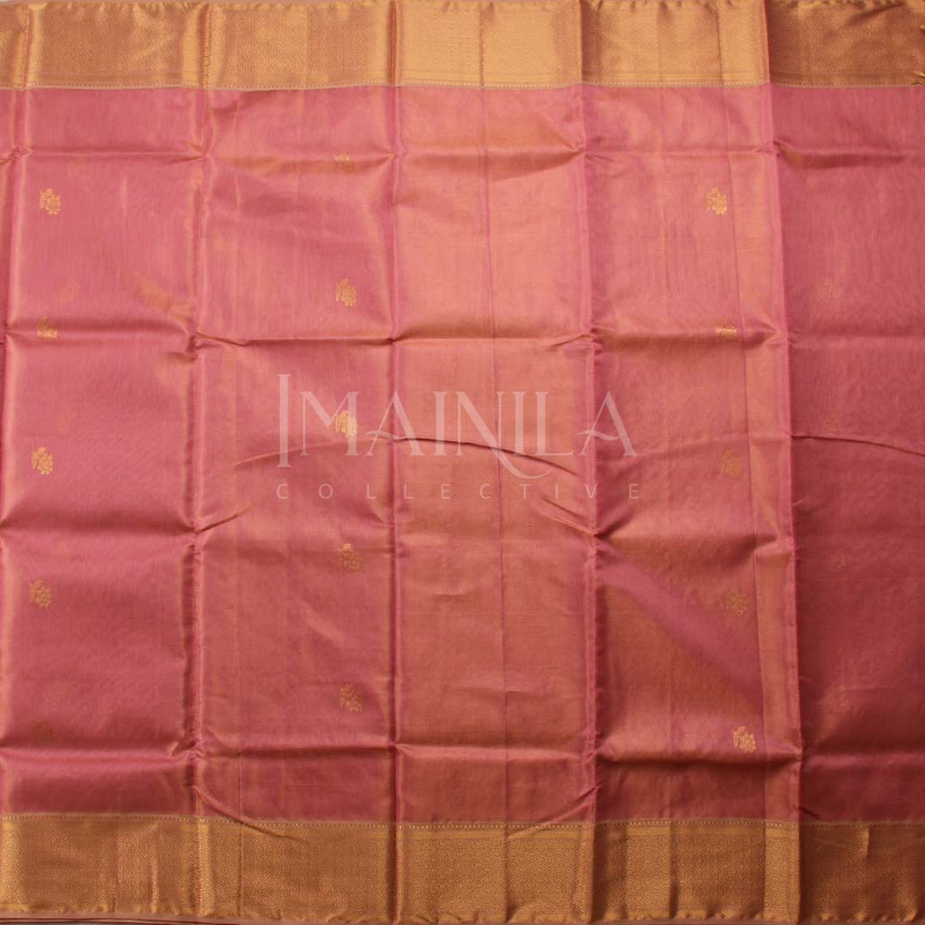 Mauve Pink Handloom Maheshwari Tissue Silk Saree