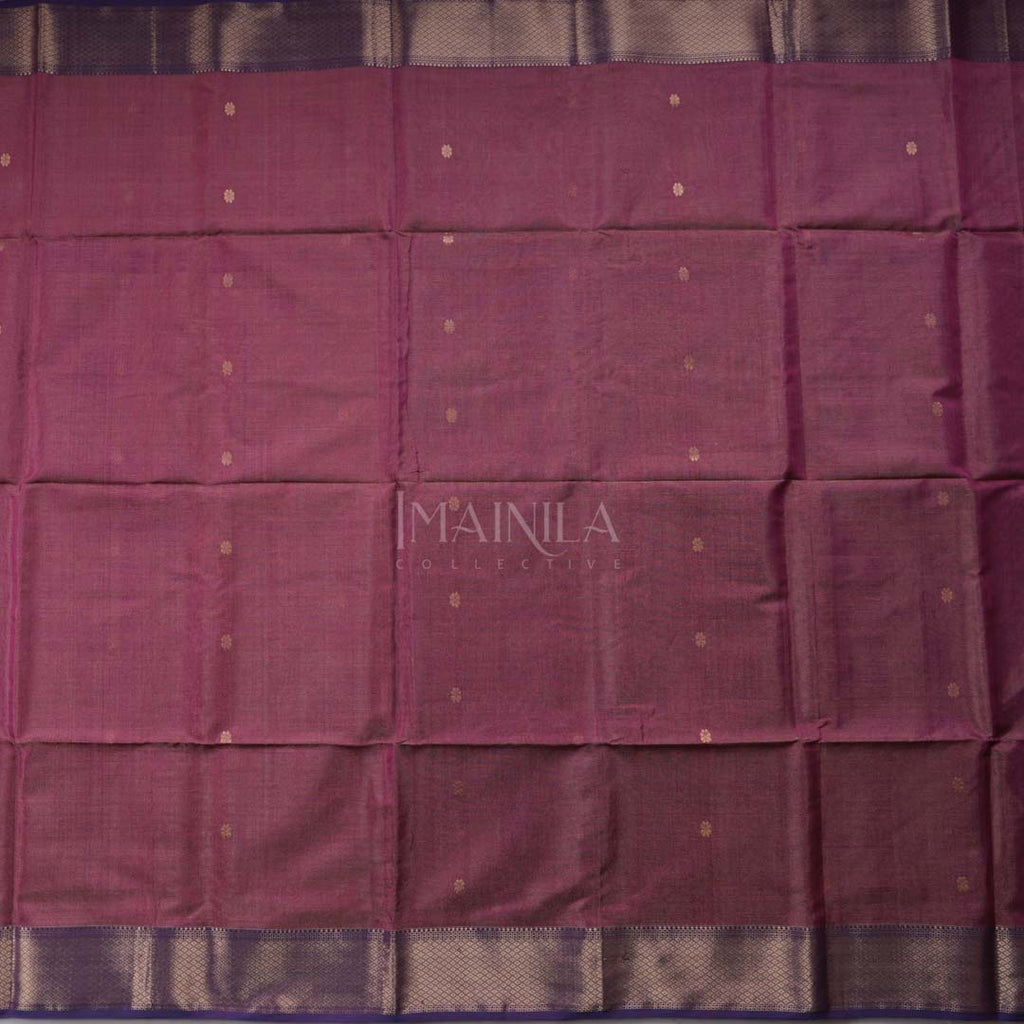 Purplle With Blue Handloom Maheshwari Tissue Silk Saree
