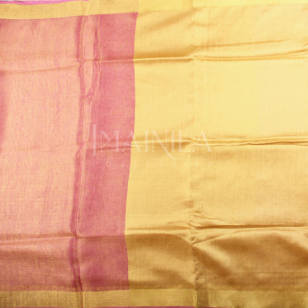 Dark pink linen tissue saree