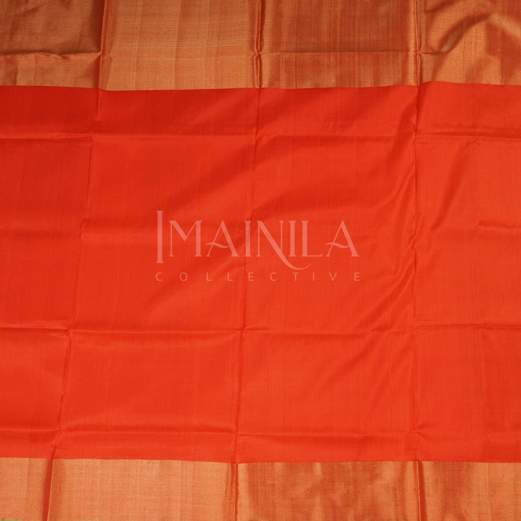 Orange And Green handwoven uppada soft silk saree.