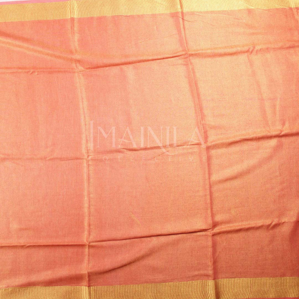 Mauve Peach linen tissue saree