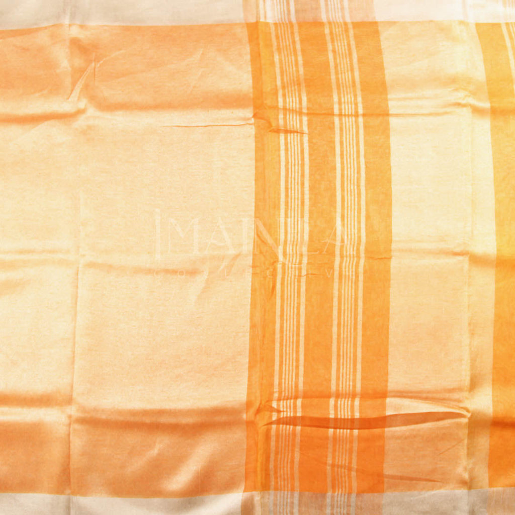 Mustard yellow linen tissue saree