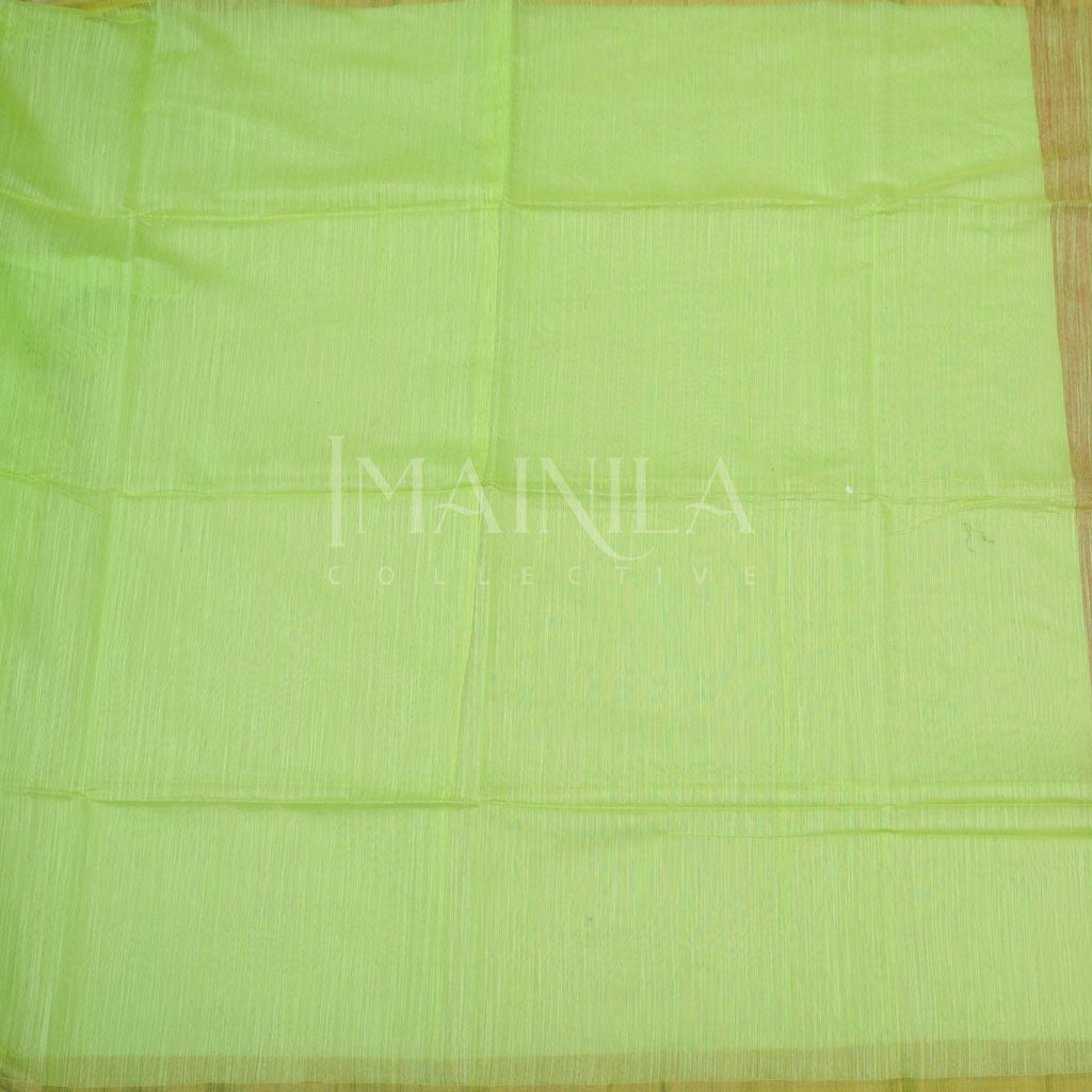 Light green with Dark yellow light wight cotton maslin jamdani saree.