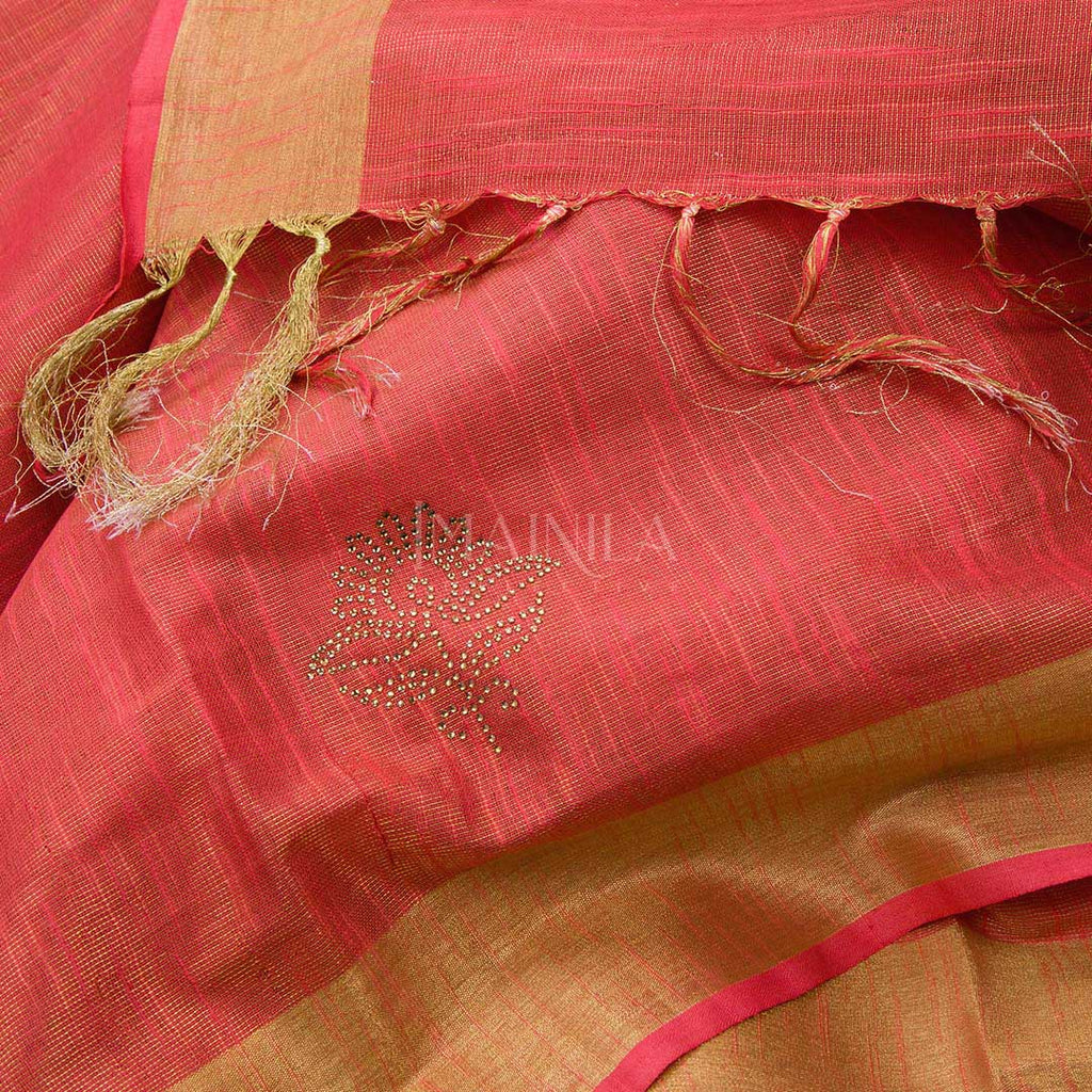 Dual tone Orange Linen Silk saree