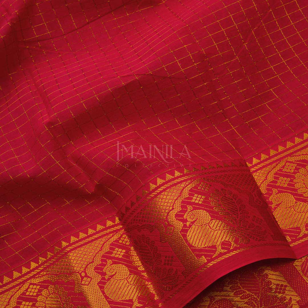 Red Handwoven Sungudi Saree