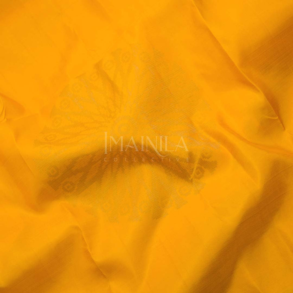 Dark Yellow silkmark Kanchipuram silk saree