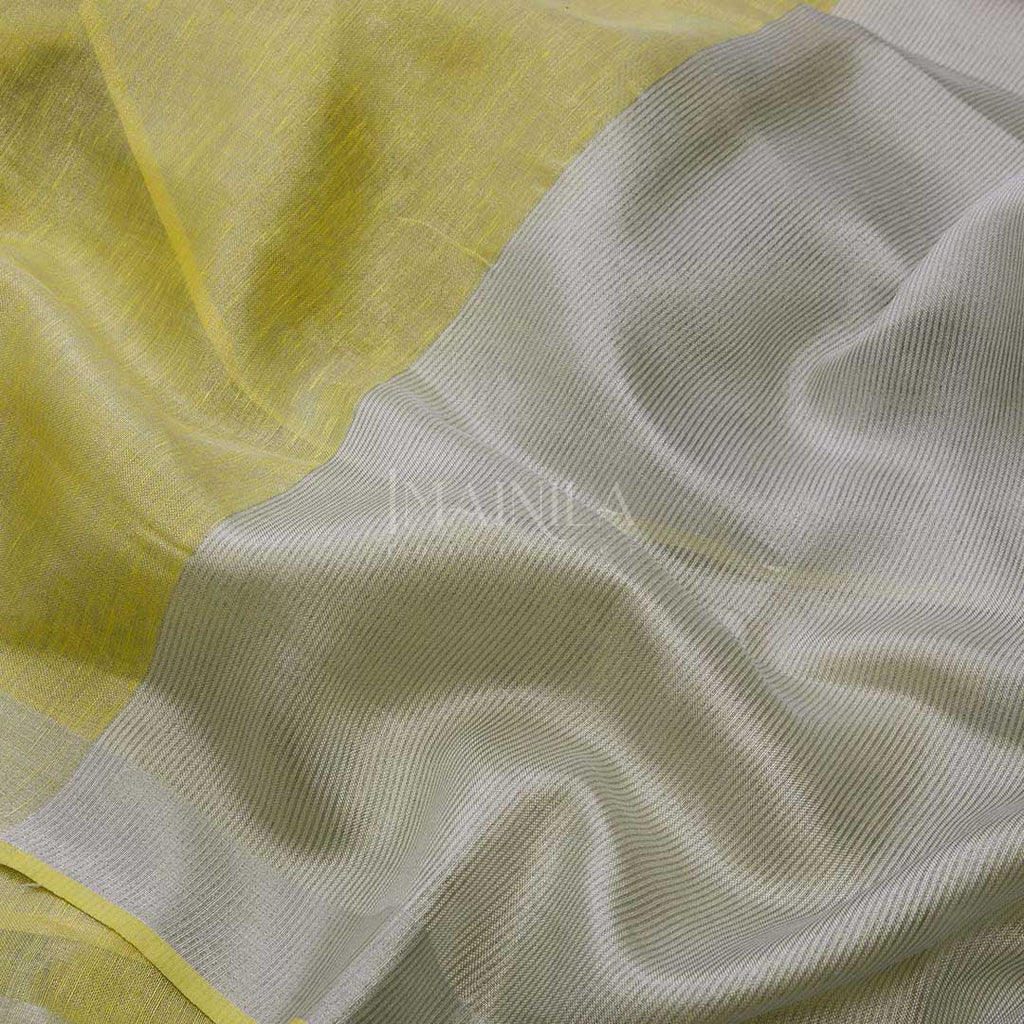 Yellow and Silver Tissue Saree