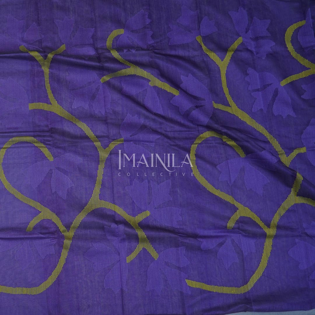 Lavender silk cotton jamdani saree