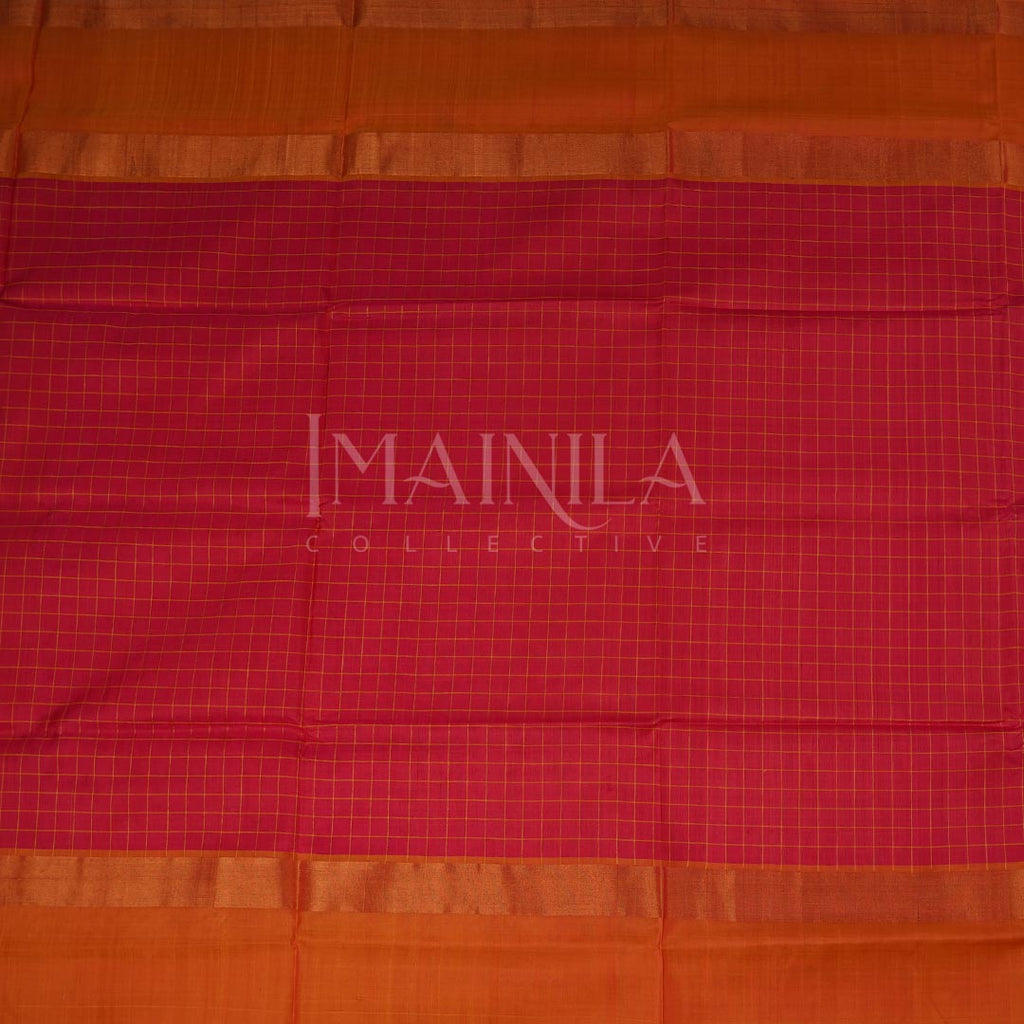 Pinkish red and yellow Uppada Soft Silk Saree