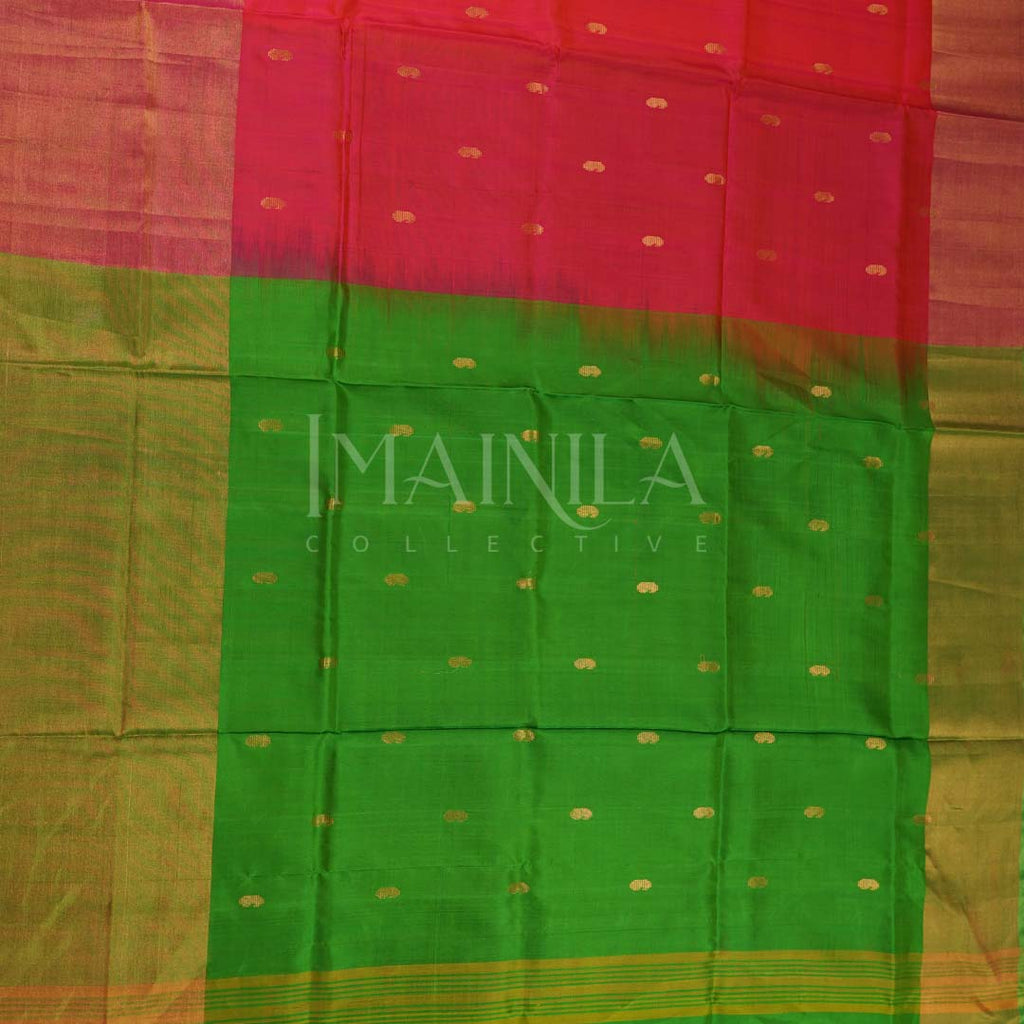 Dual tone Pink handwoven uppada soft silk saree.