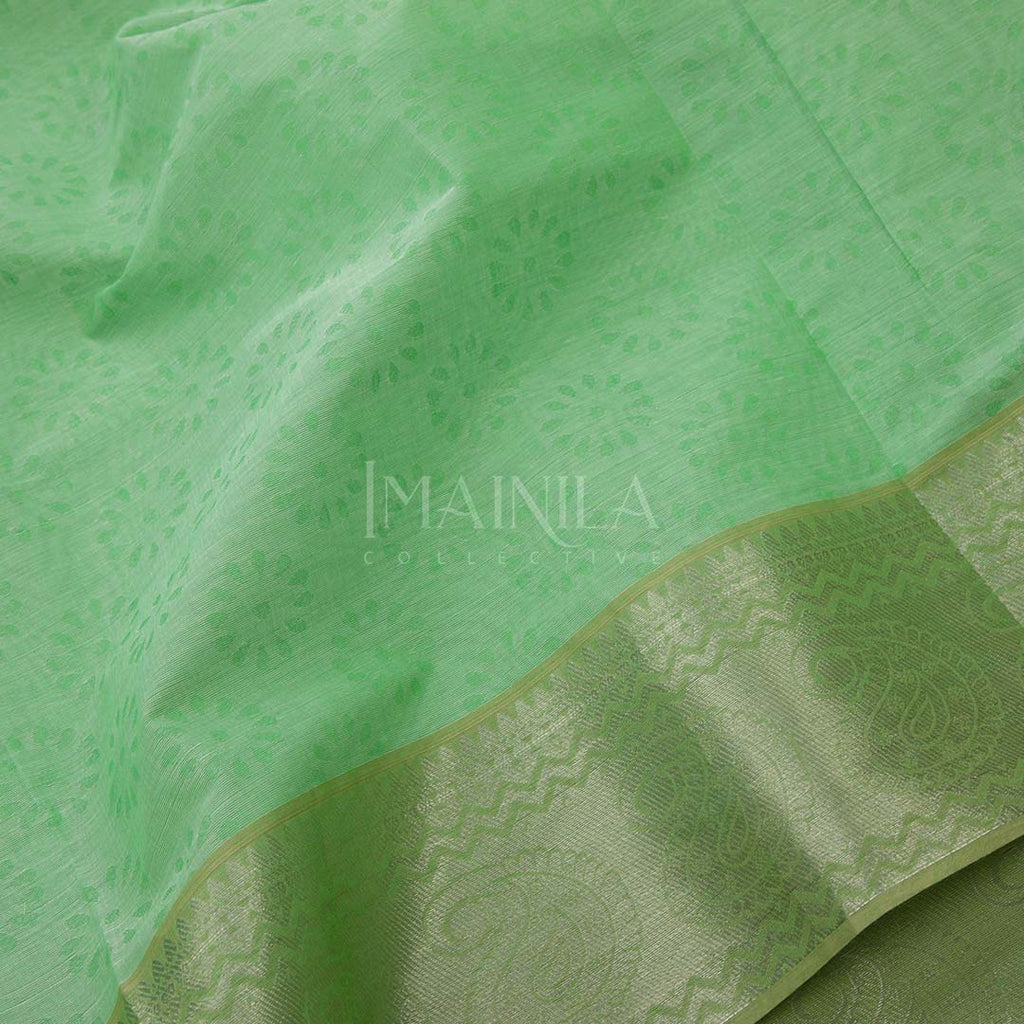 Green Embossed Cotton Saree