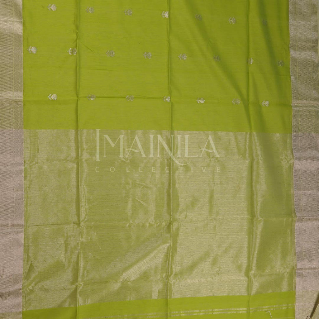 Mehandi Green handloom Maheshwari Silk Saree