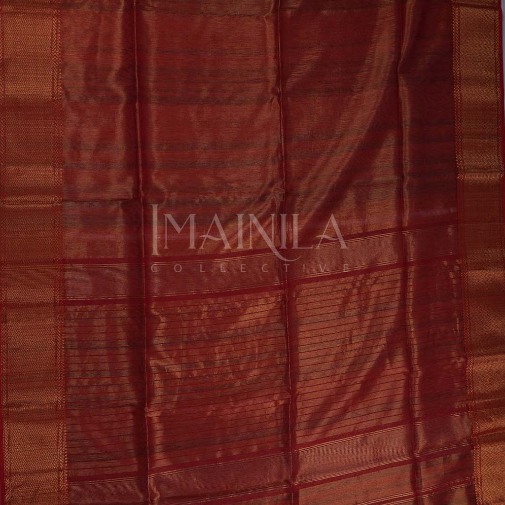 Red handloom Tissue Maheshwari Silk Saree