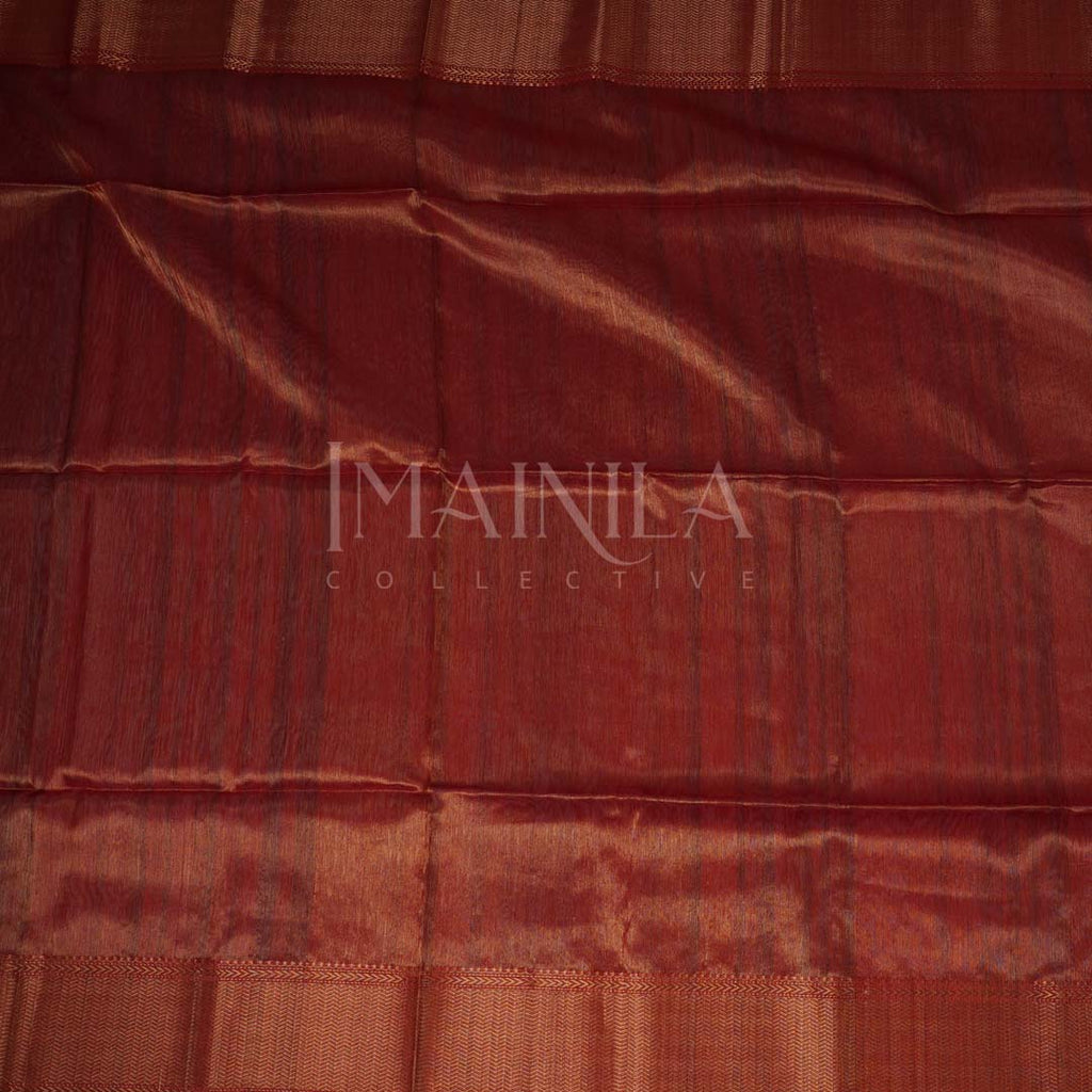 Red handloom Tissue Maheshwari Silk Saree