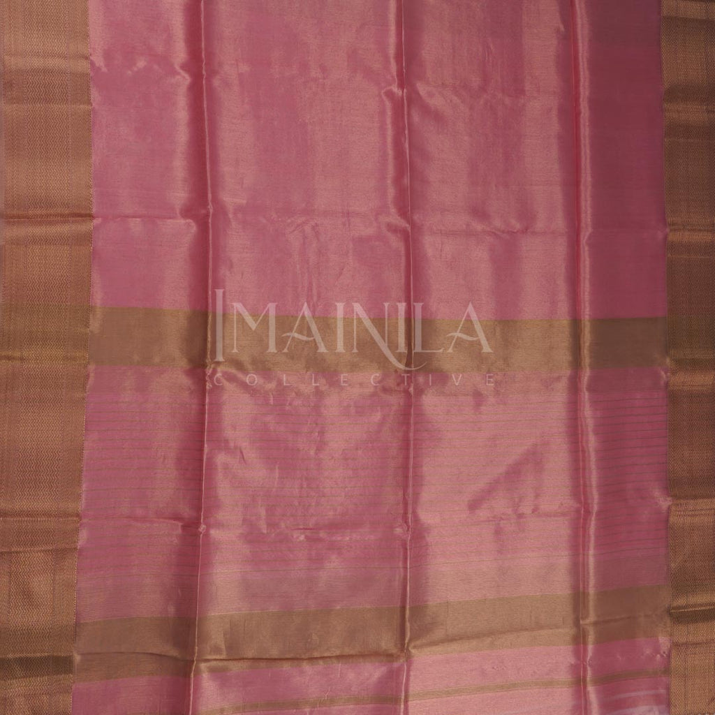 Baby pink handloom Tissue Maheshwari Silk Saree