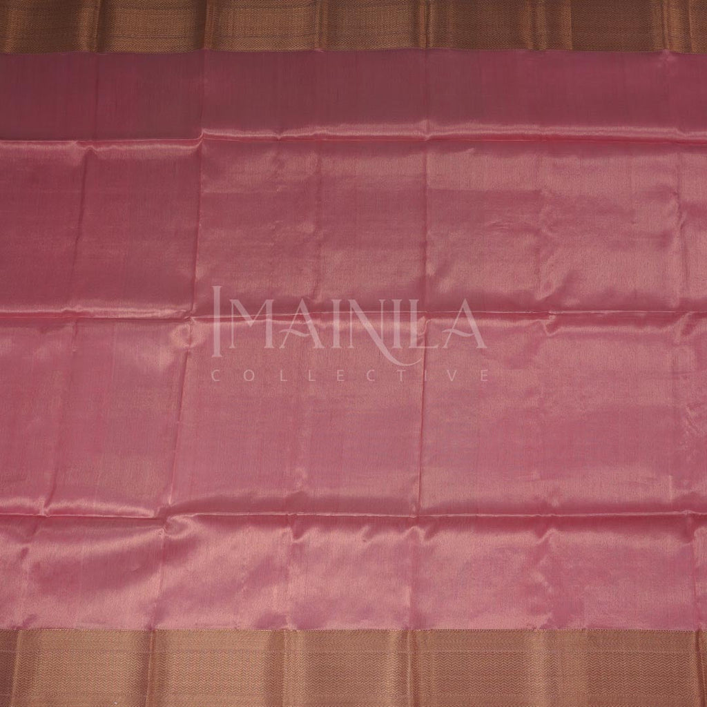 Baby pink handloom Tissue Maheshwari Silk Saree