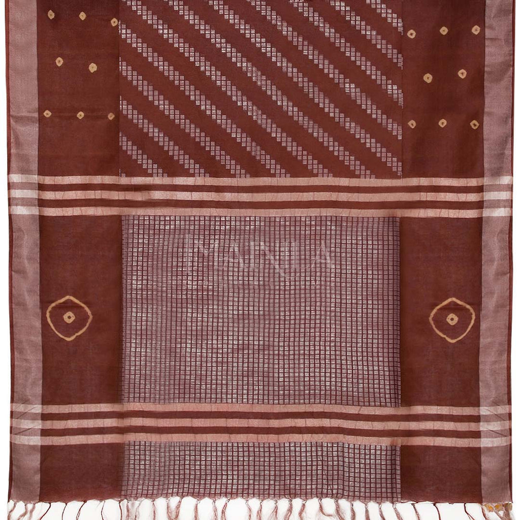 Brown Linen Silk Saree