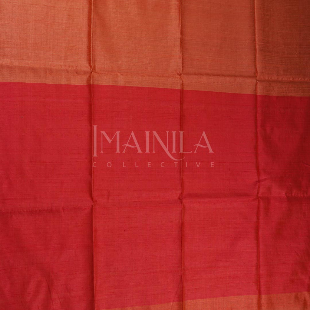 Pink and orange Soft Raw Silk saree