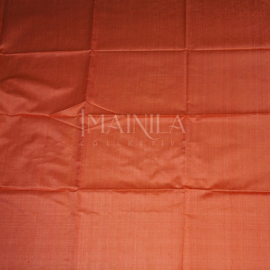 Pink and orange Soft Raw Silk saree