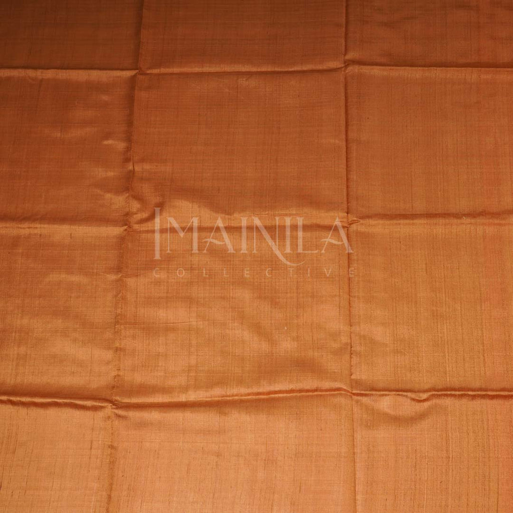 Mustard yellow and Orange Soft Raw Silk saree