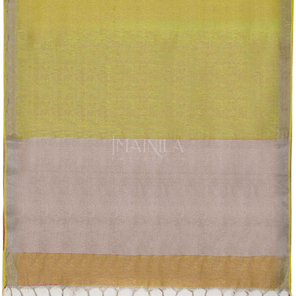 Yellow and Silver Tissue Saree