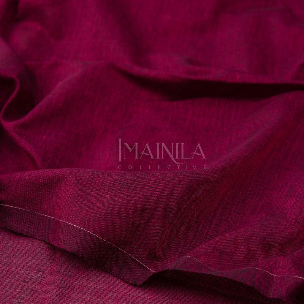 Beet Violet With Gold Bengal Handloom Cotton Saree - Imainila