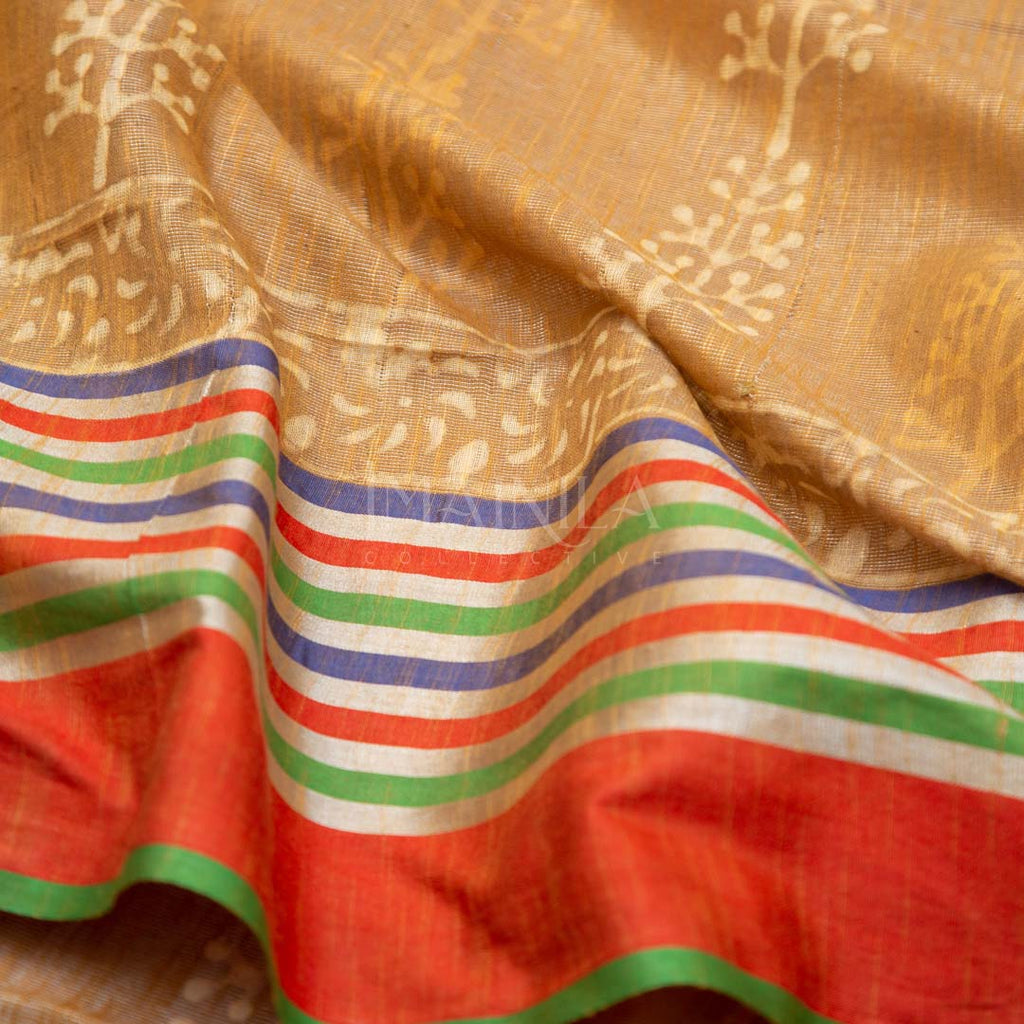 Gold Linen Silk Saree