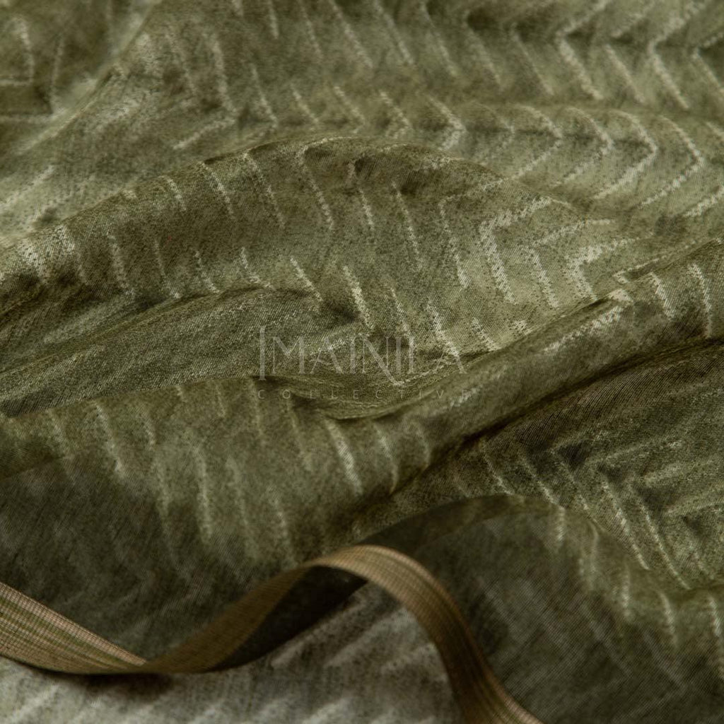 Army Green Silk Cotton Saree - Imainila